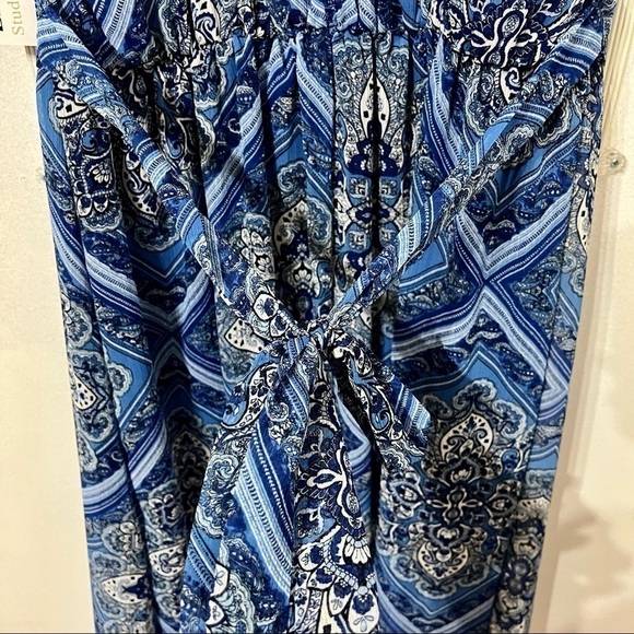 ENFOCUS Studio Blue Floral Paisley Print Midi/Maxi Halter Summer Dress Size 6 - Picture 7 of 10